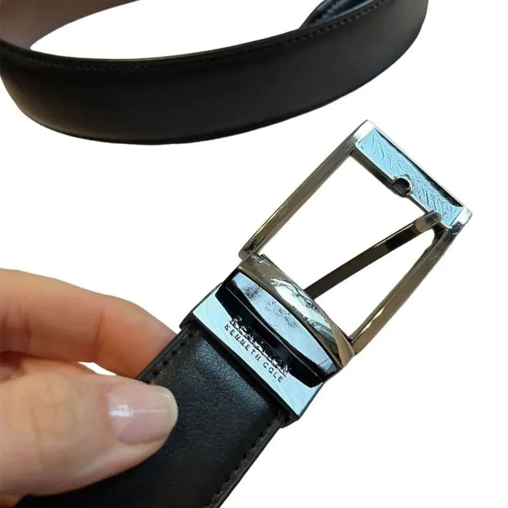 Kenneth Cole Men's reversible black /brown Leather Belt Handmade 42-44”
